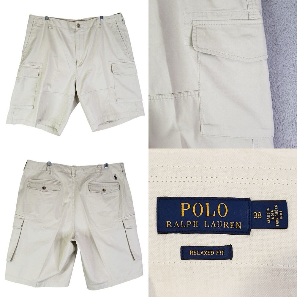 Polo Ralph Lauren Shorts Men’s Size 38 Flat Front Chino Beige Cotton